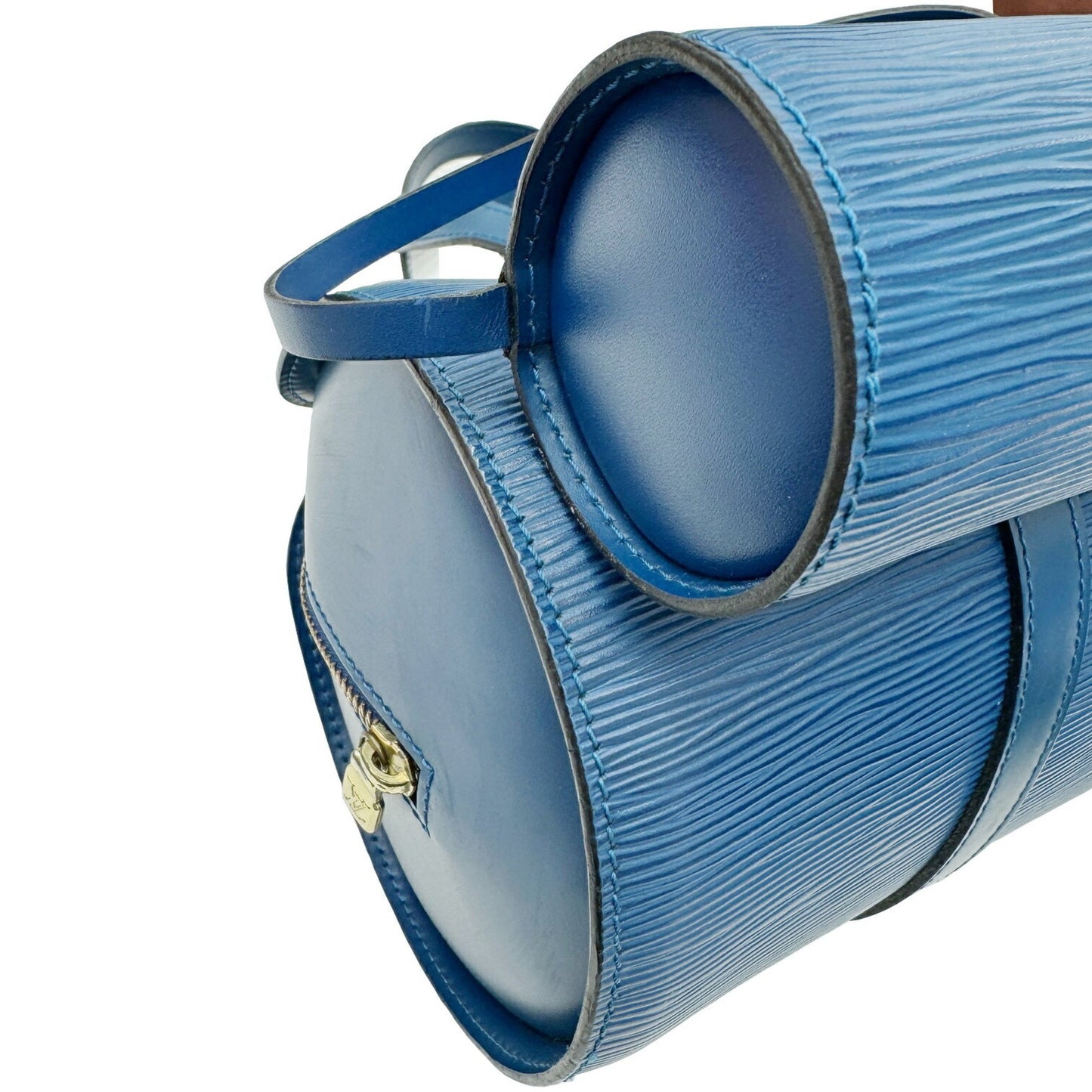 Louis Vuitton Soufflot Blue Leather Hand Bag