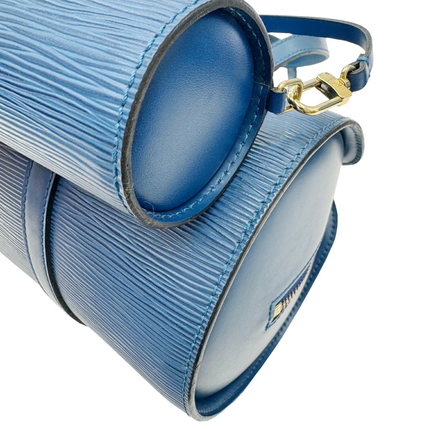 Louis Vuitton Soufflot Blue Leather Hand Bag