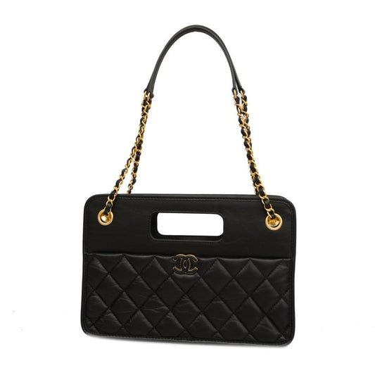 Chanel Matelassé Black Leather Shoulder Bag