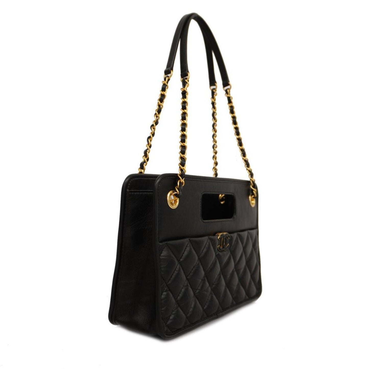 Chanel Matelassé Black Leather Shoulder Bag