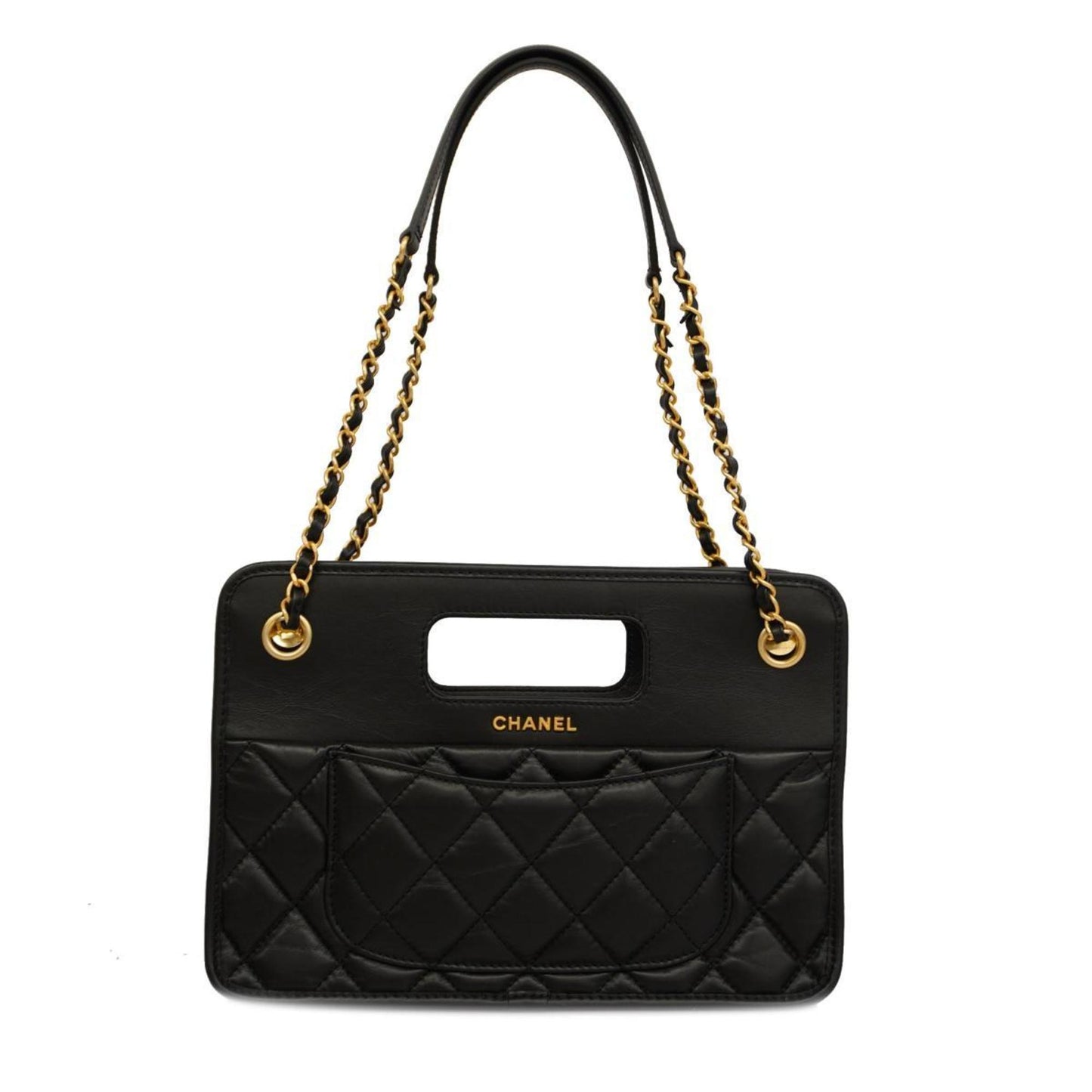 Chanel Matelassé Black Leather Shoulder Bag