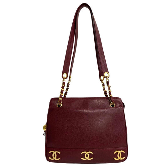 Chanel Burgundy Leather Tote Bag