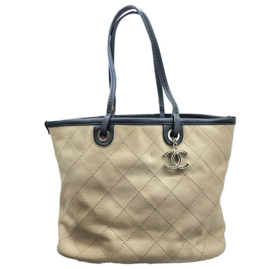 Chanel Matelassé Beige Leather Tote Bag