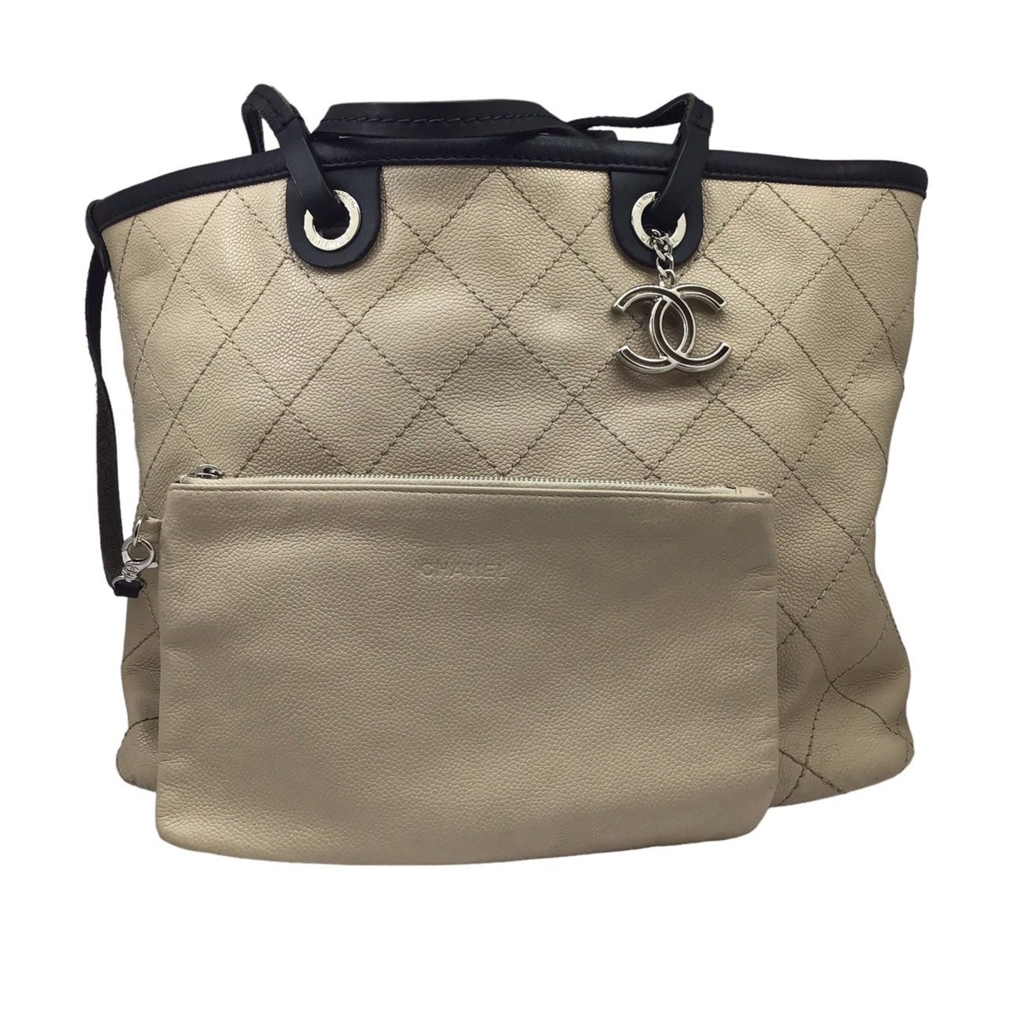 Chanel Matelassé Beige Leather Tote Bag