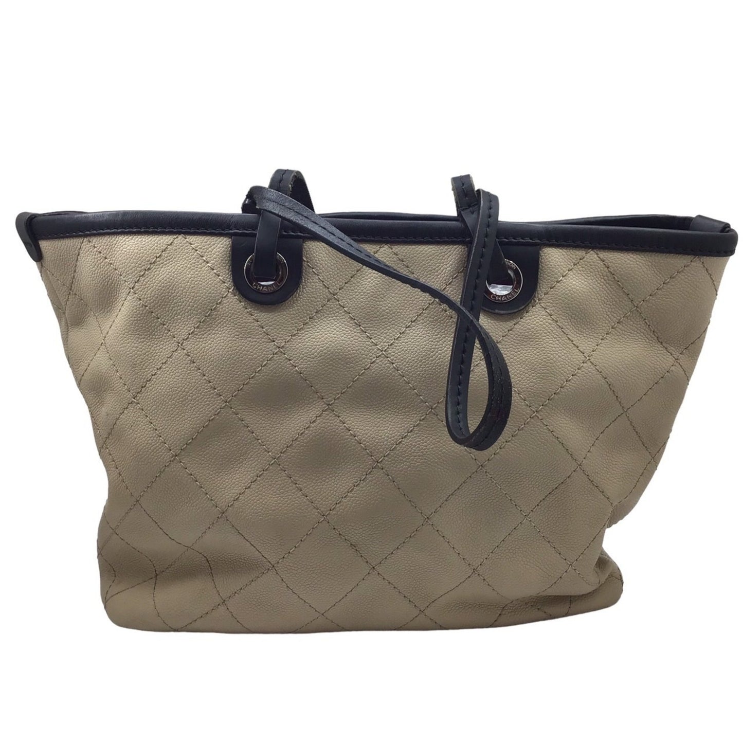 Chanel Matelassé Beige Leather Tote Bag