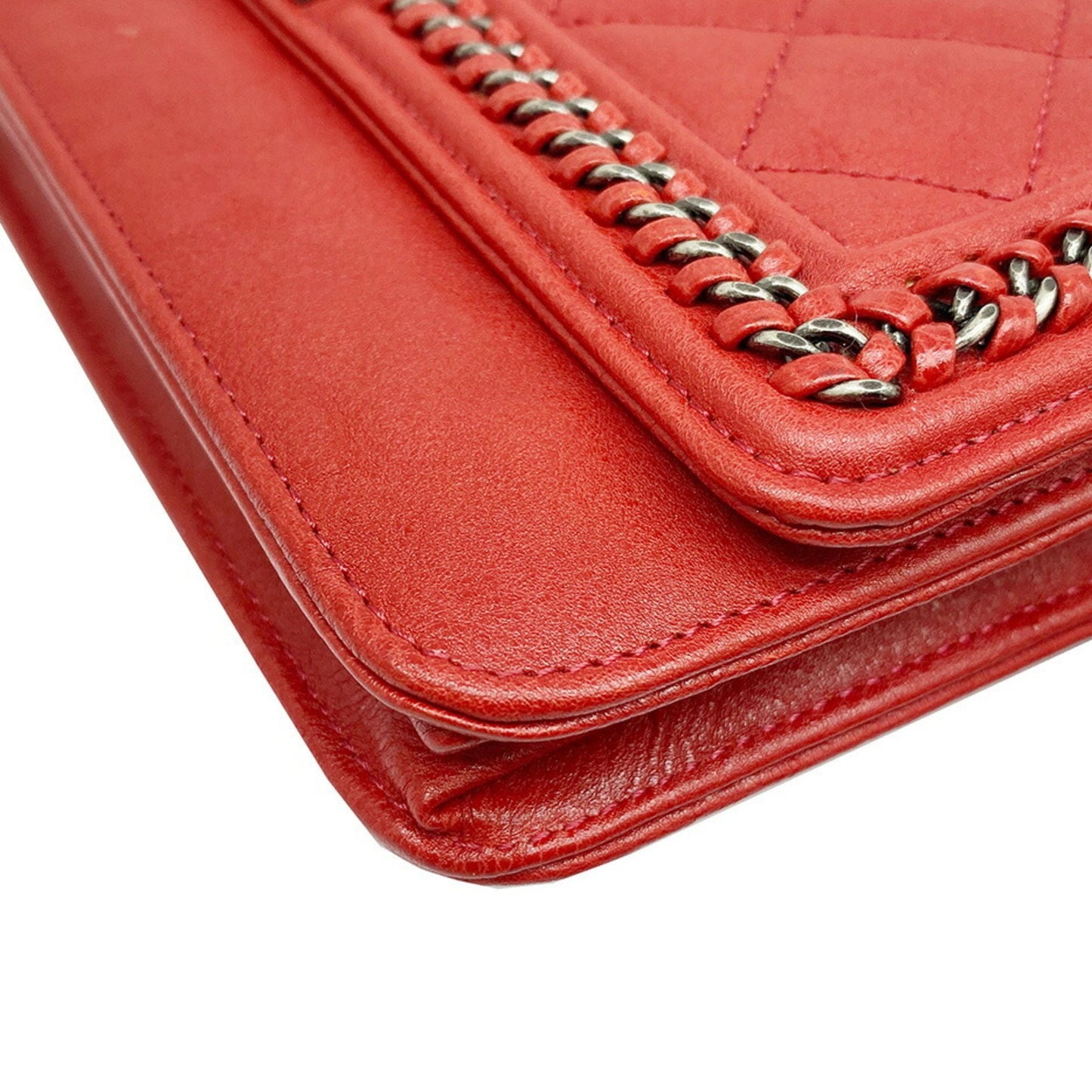 Chanel Boy Red Leather Shoulder Bag