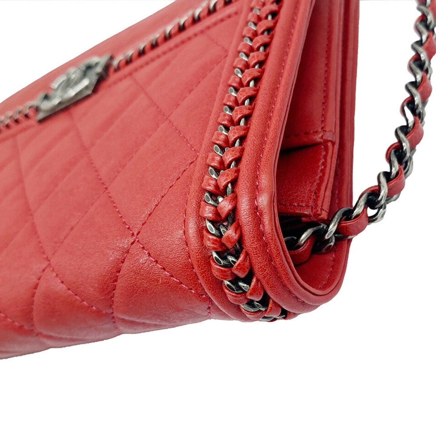 Chanel Boy Red Leather Shoulder Bag