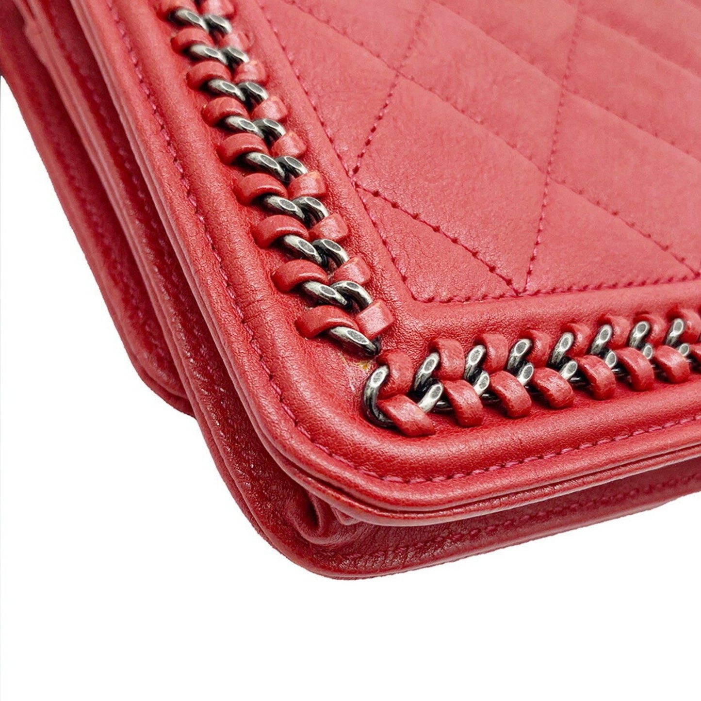 Chanel Boy Red Leather Shoulder Bag