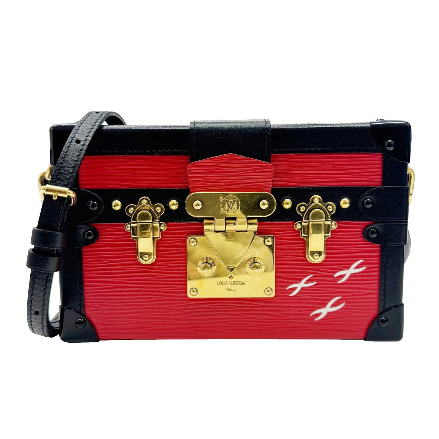 Louis Vuitton Petite Malle Red Leather Shoulder Bag