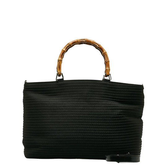 Gucci Bamboo Black Synthetic Tote Bag