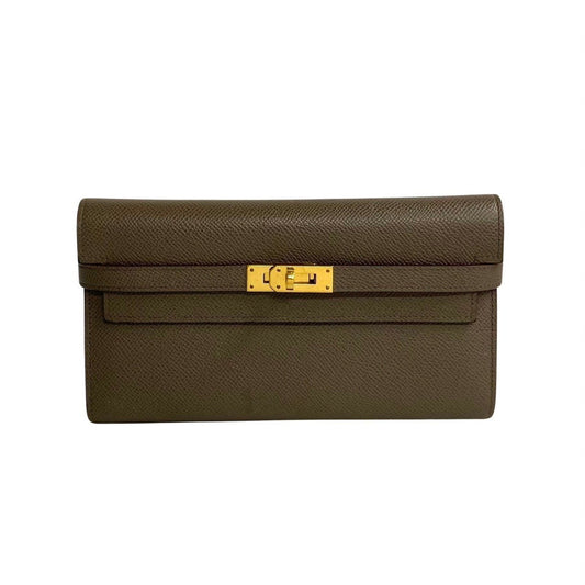 Hermès Kelly Grey Leather Wallet Accessories