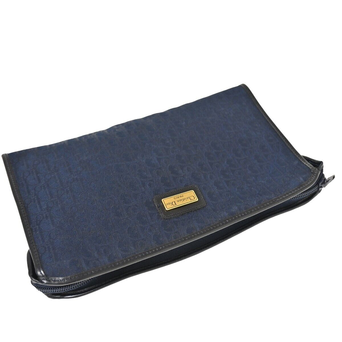 Dior Trotter Navy Canvas Clutch Bag