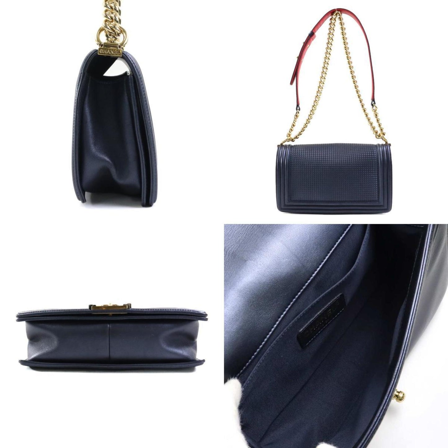 Chanel Boy Navy Leather Shoulder Bag