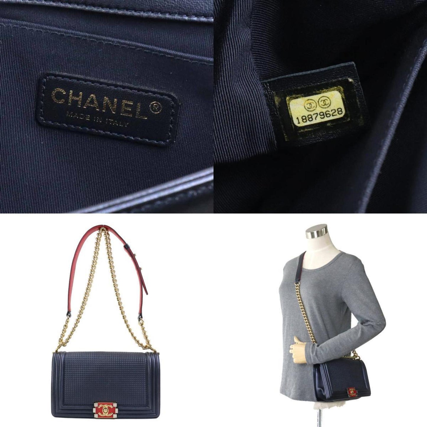 Chanel Boy Navy Leather Shoulder Bag