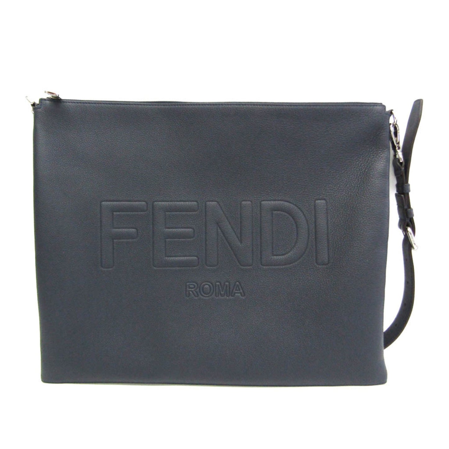 Fendi -- Navy Leather Clutch Bag