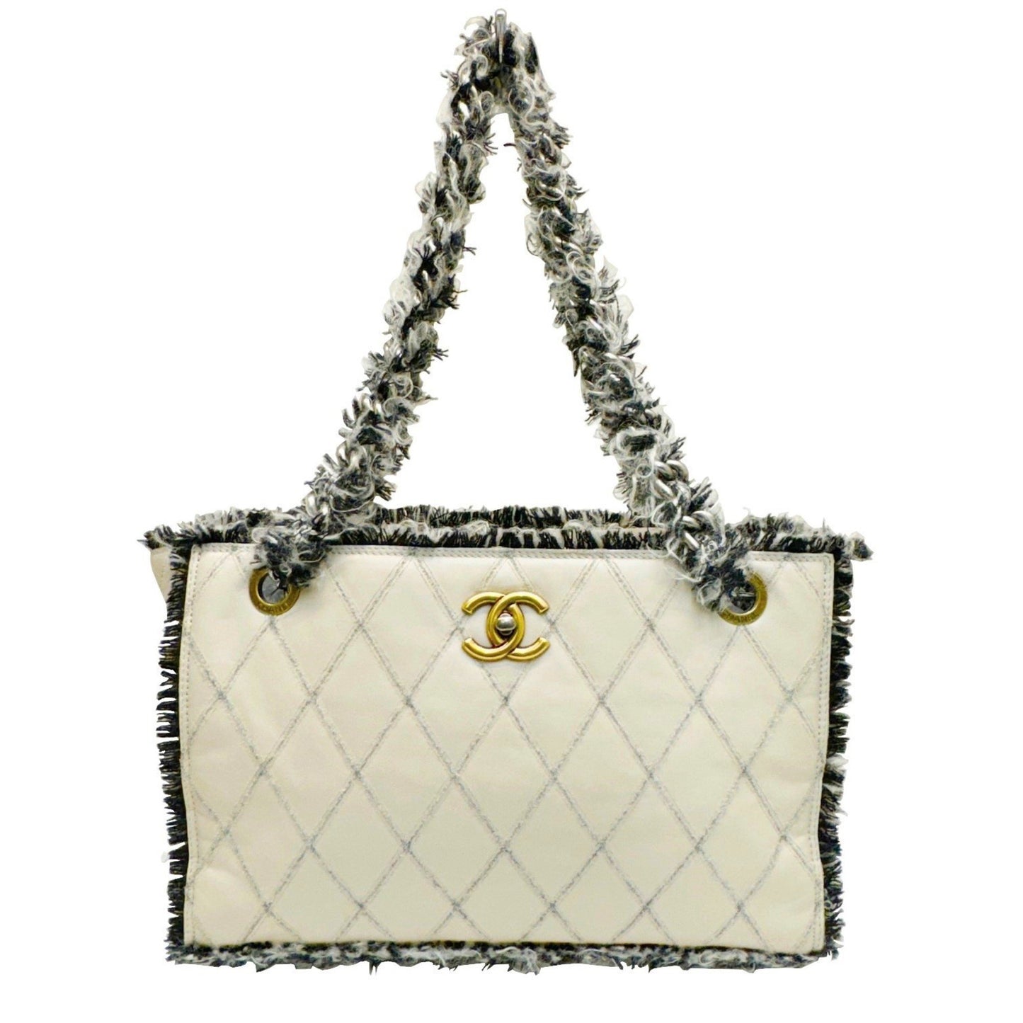 Chanel Coco Mark White Leather Tote Bag