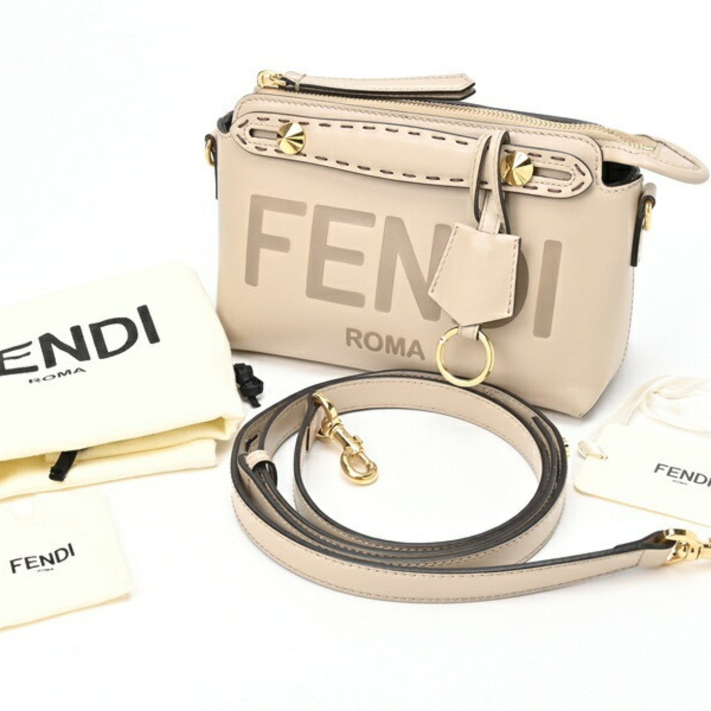 Fendi By The Way Beige Leather Hand Bag