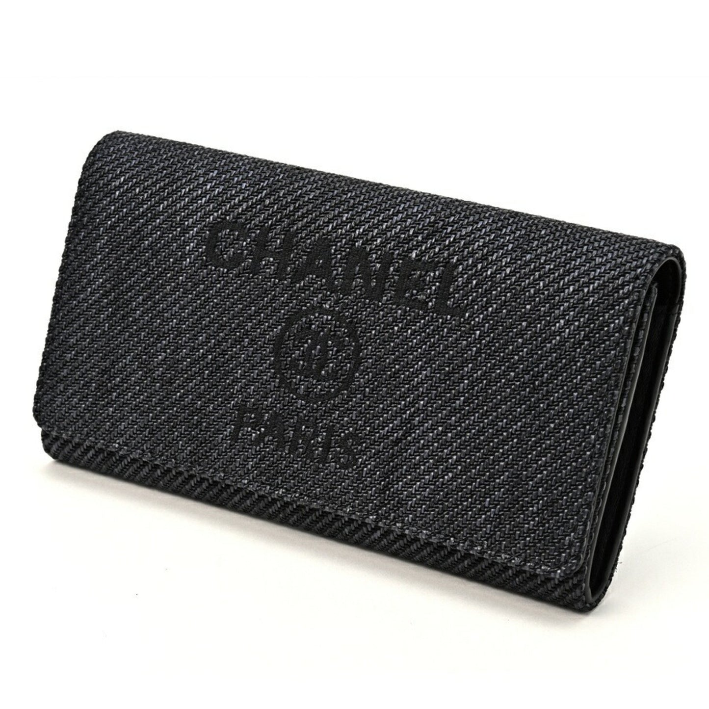 Chanel Deauville Black Tweed Wallet Accessories