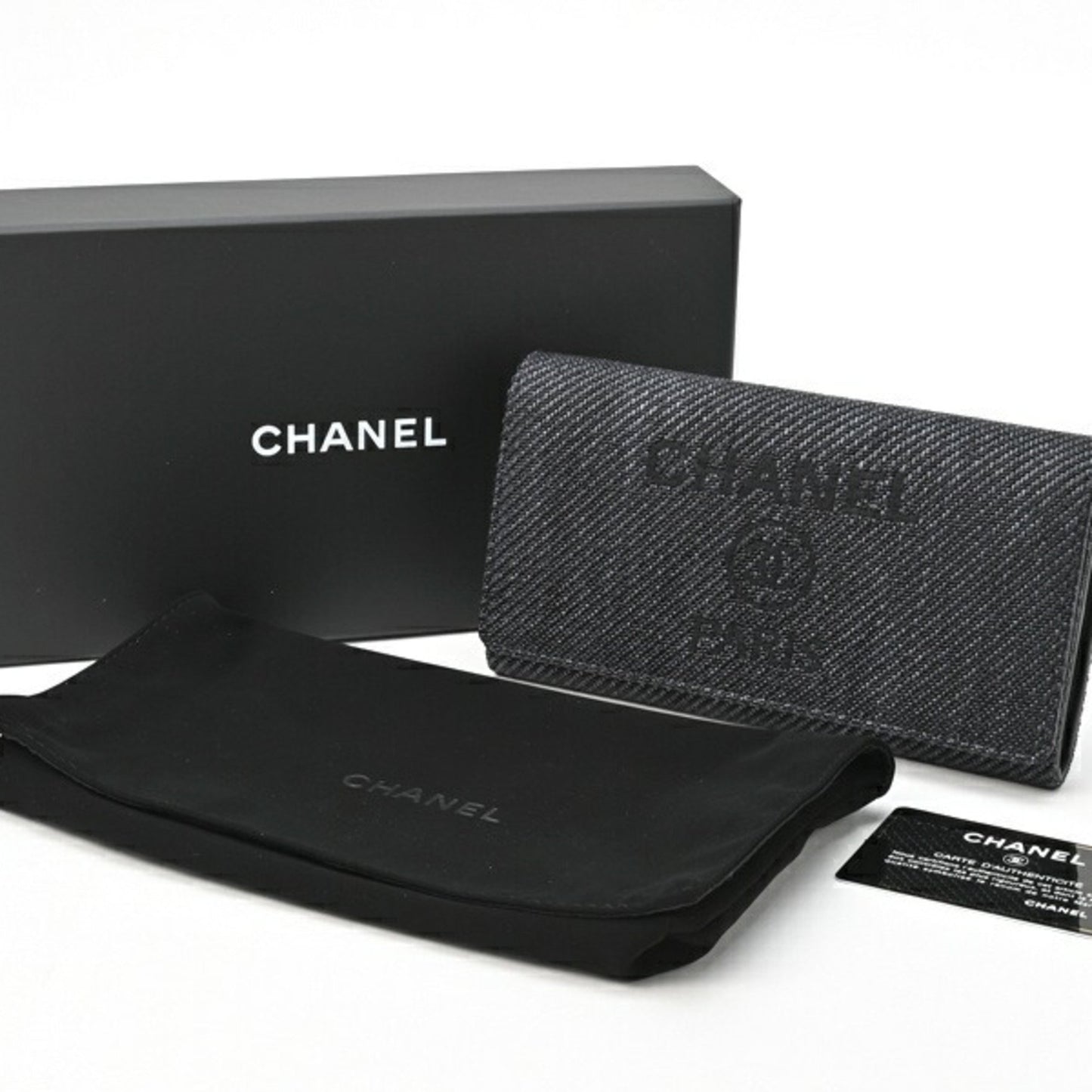 Chanel Deauville Black Tweed Wallet Accessories