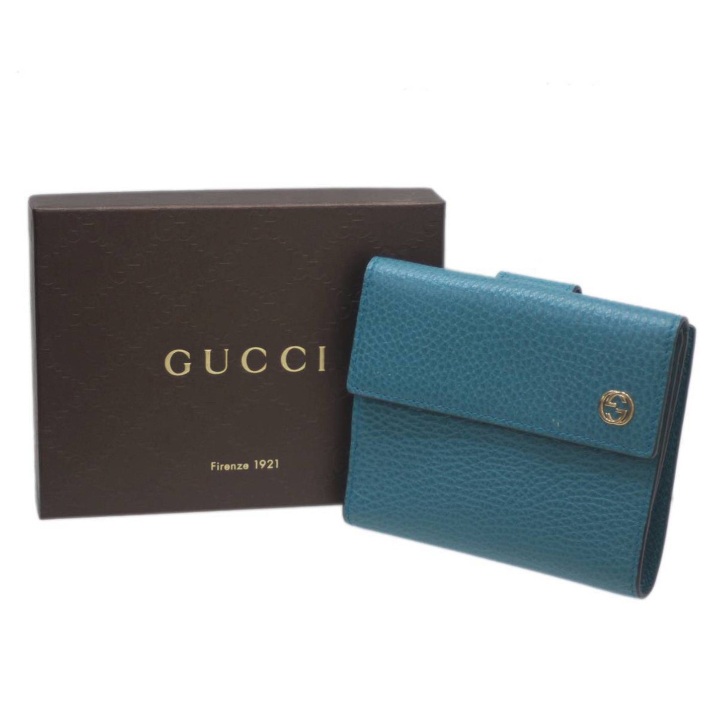 Gucci Interlocking G Turquoise Leather Wallet Accessories