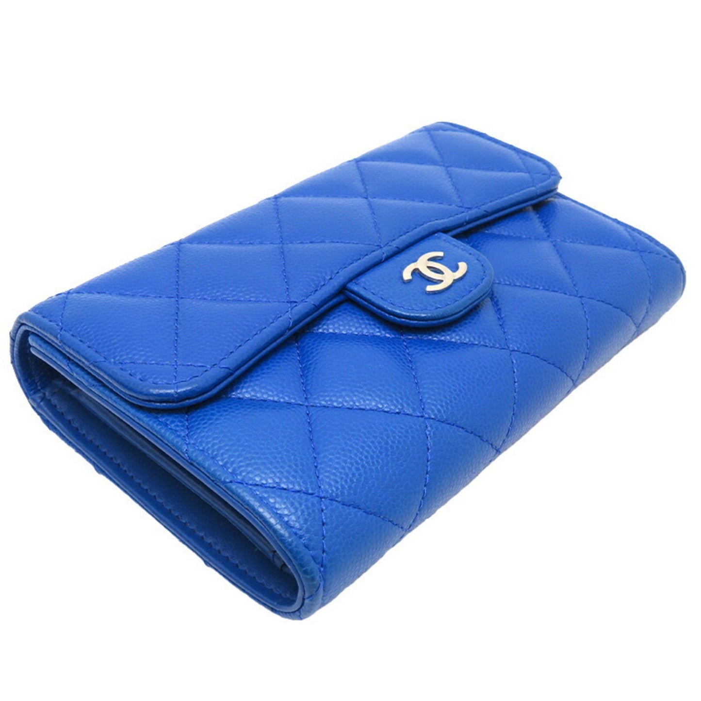 Chanel Matelassé Blue Leather Wallet Accessories