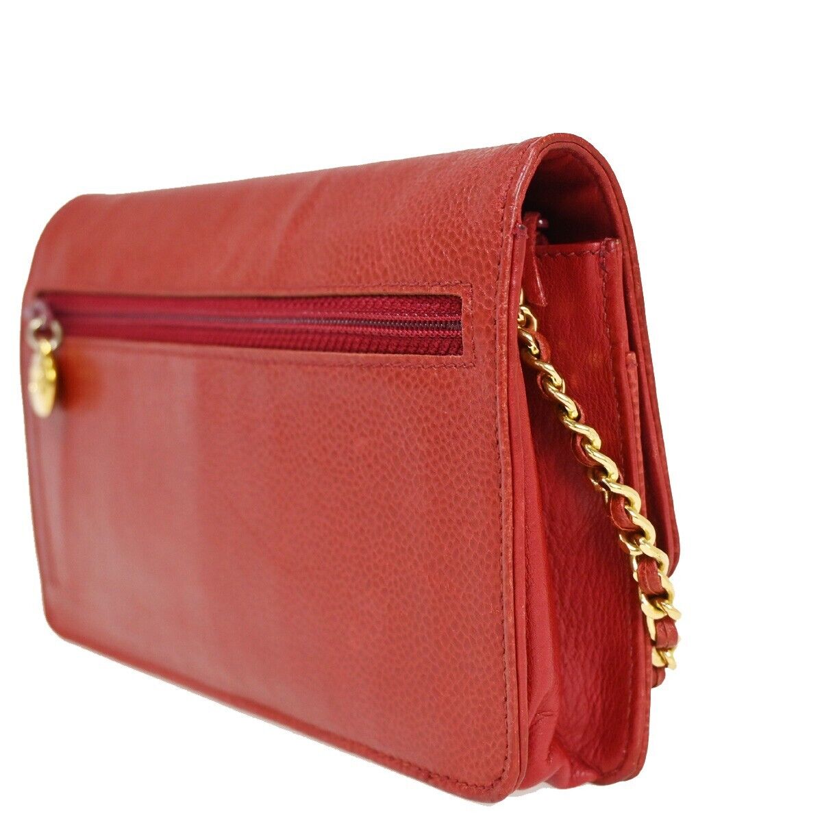 Chanel Wallet On Chain Red Leather Wallet Accessories