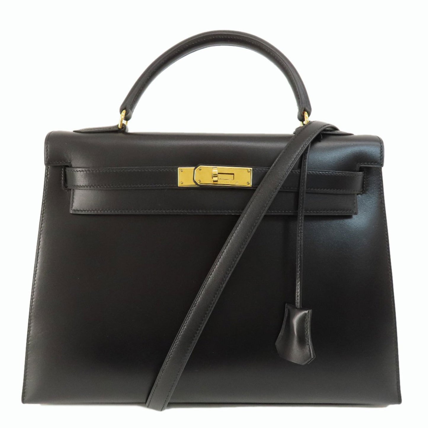 Hermès Kelly 32 Black Leather Hand Bag