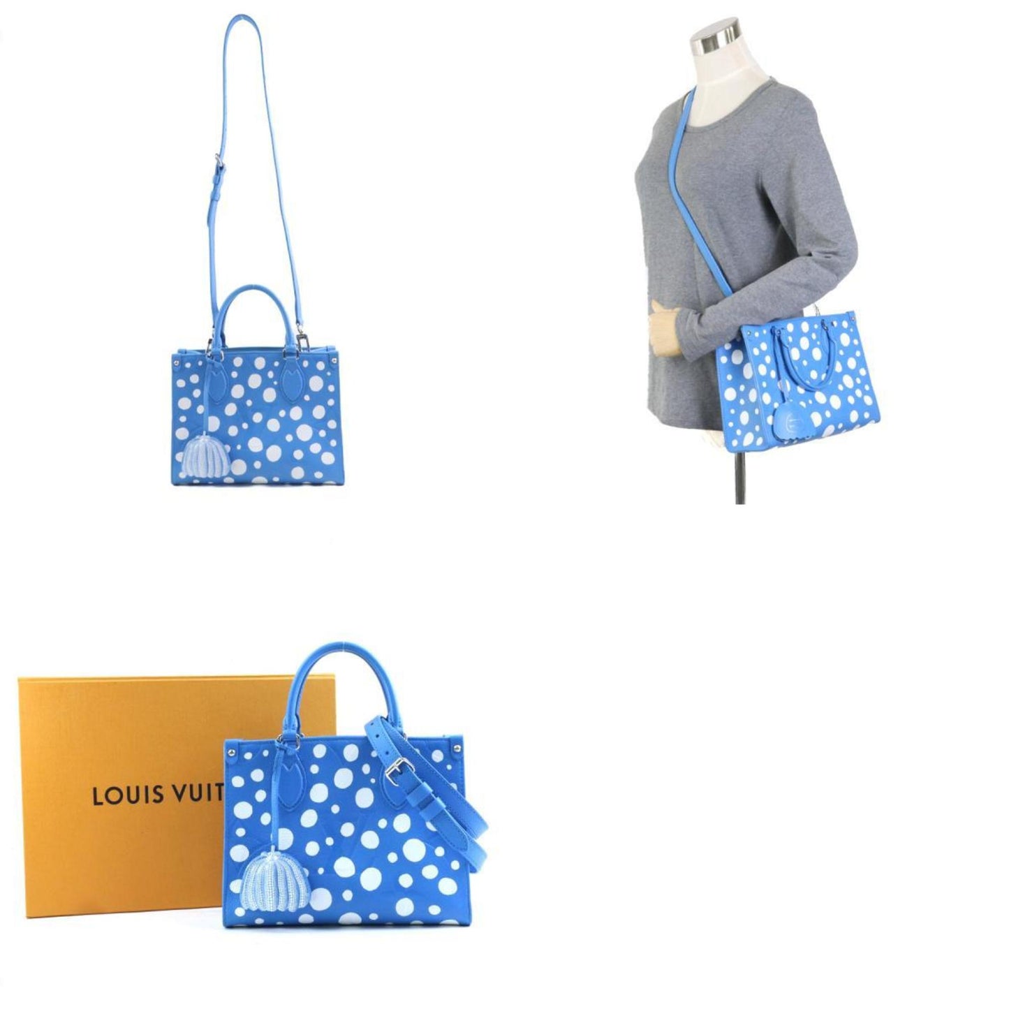 Louis Vuitton On The Go Blue Canvas Hand Bag