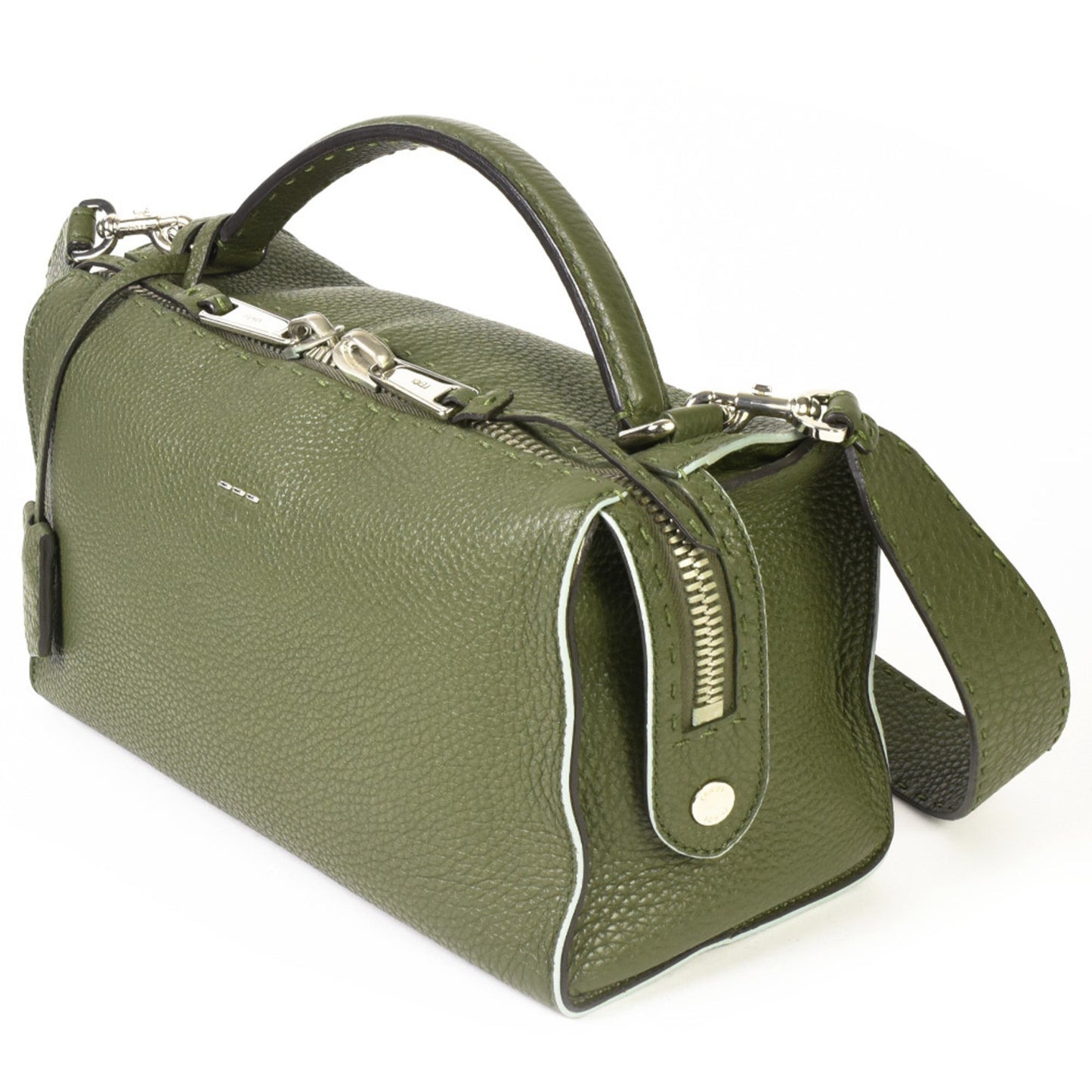 Fendi Selleria Green Leather Hand Bag