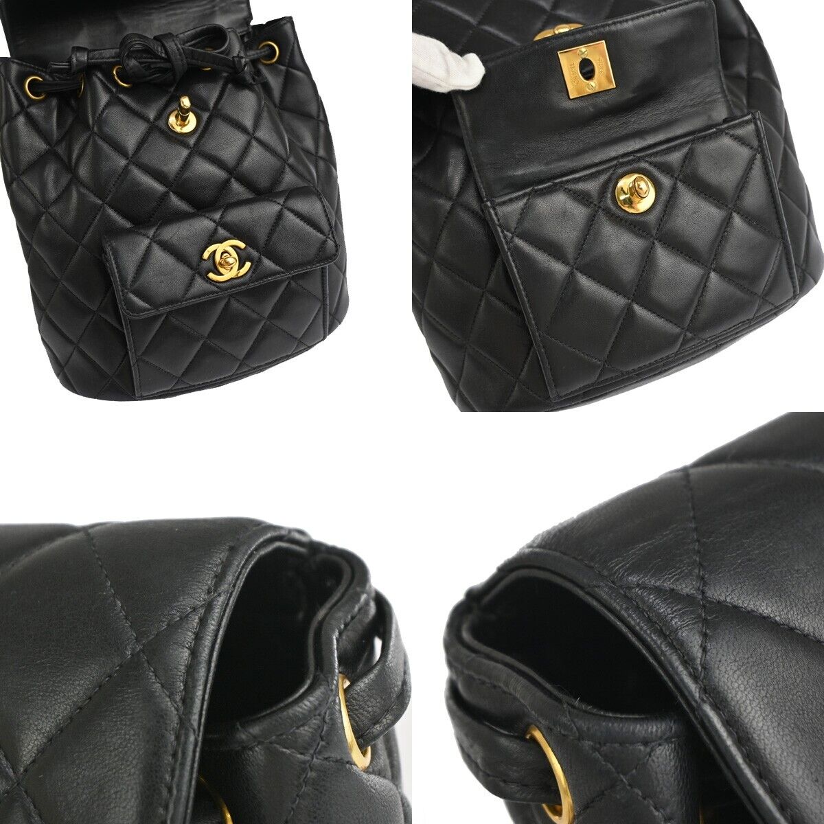 Chanel Logo CC Black Leather Backpack Bag