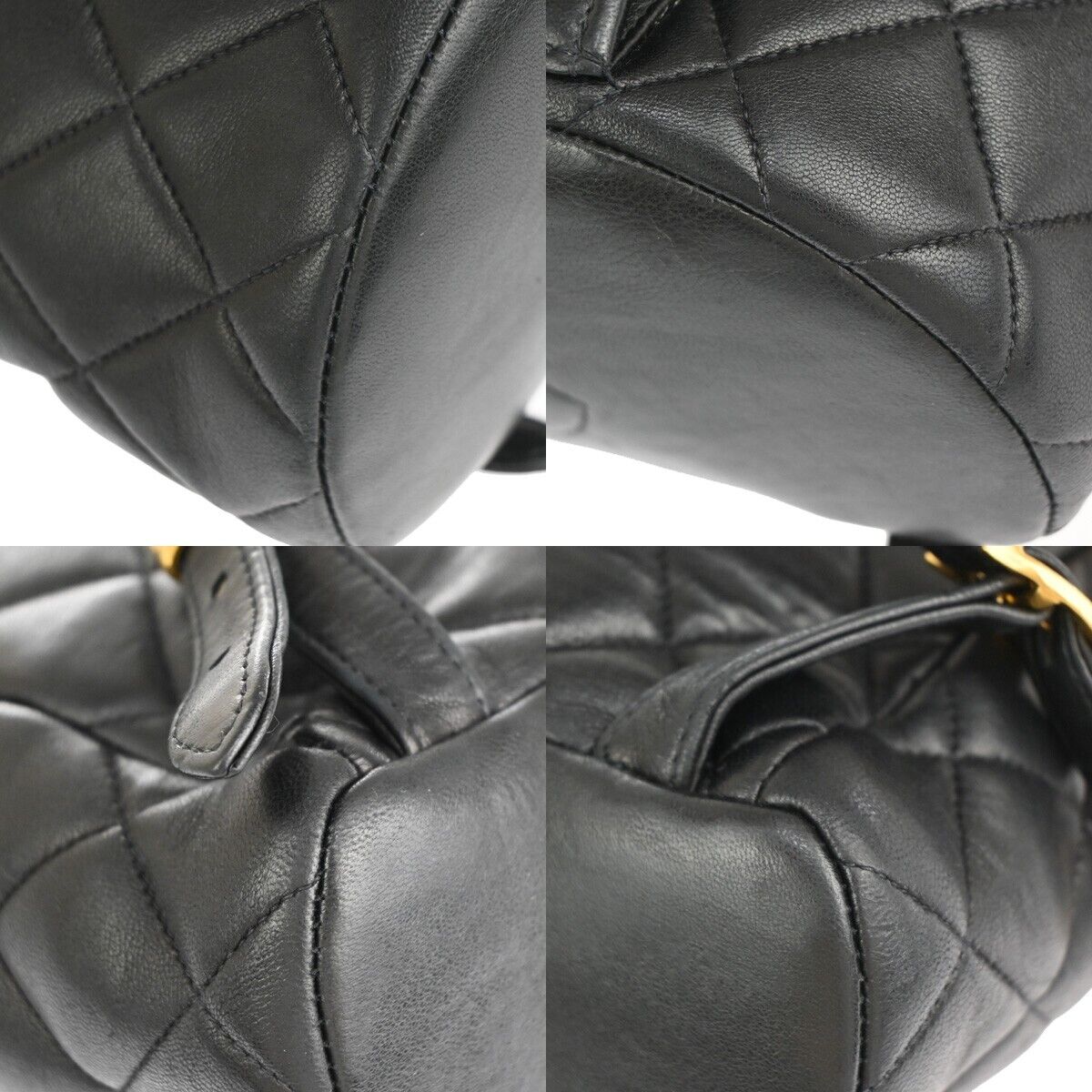 Chanel Logo CC Black Leather Backpack Bag