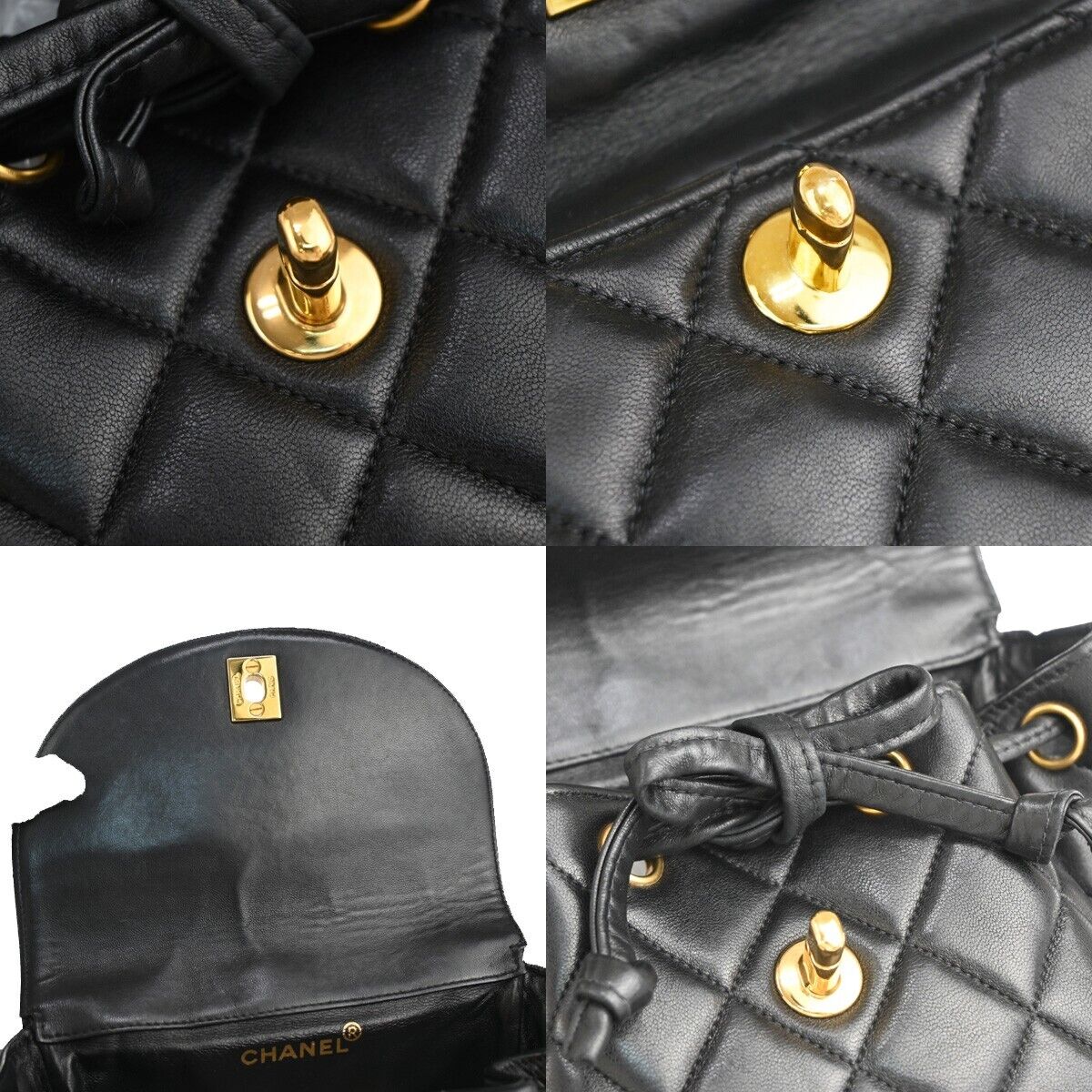 Chanel Logo CC Black Leather Backpack Bag