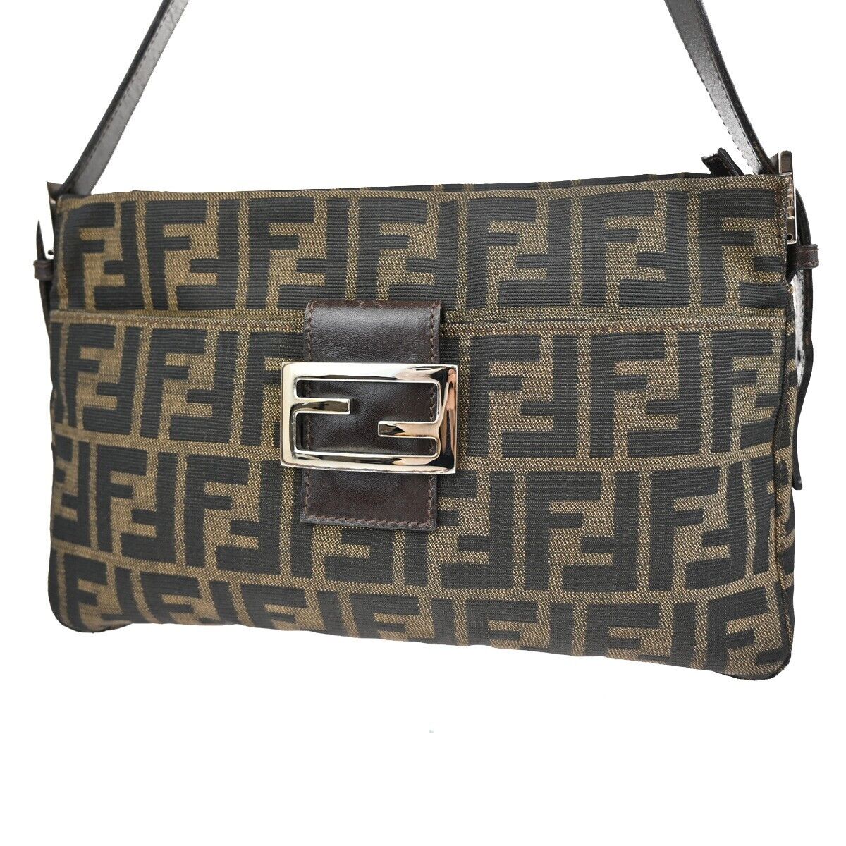 Fendi Zucca Brown Canvas Shoulder Bag