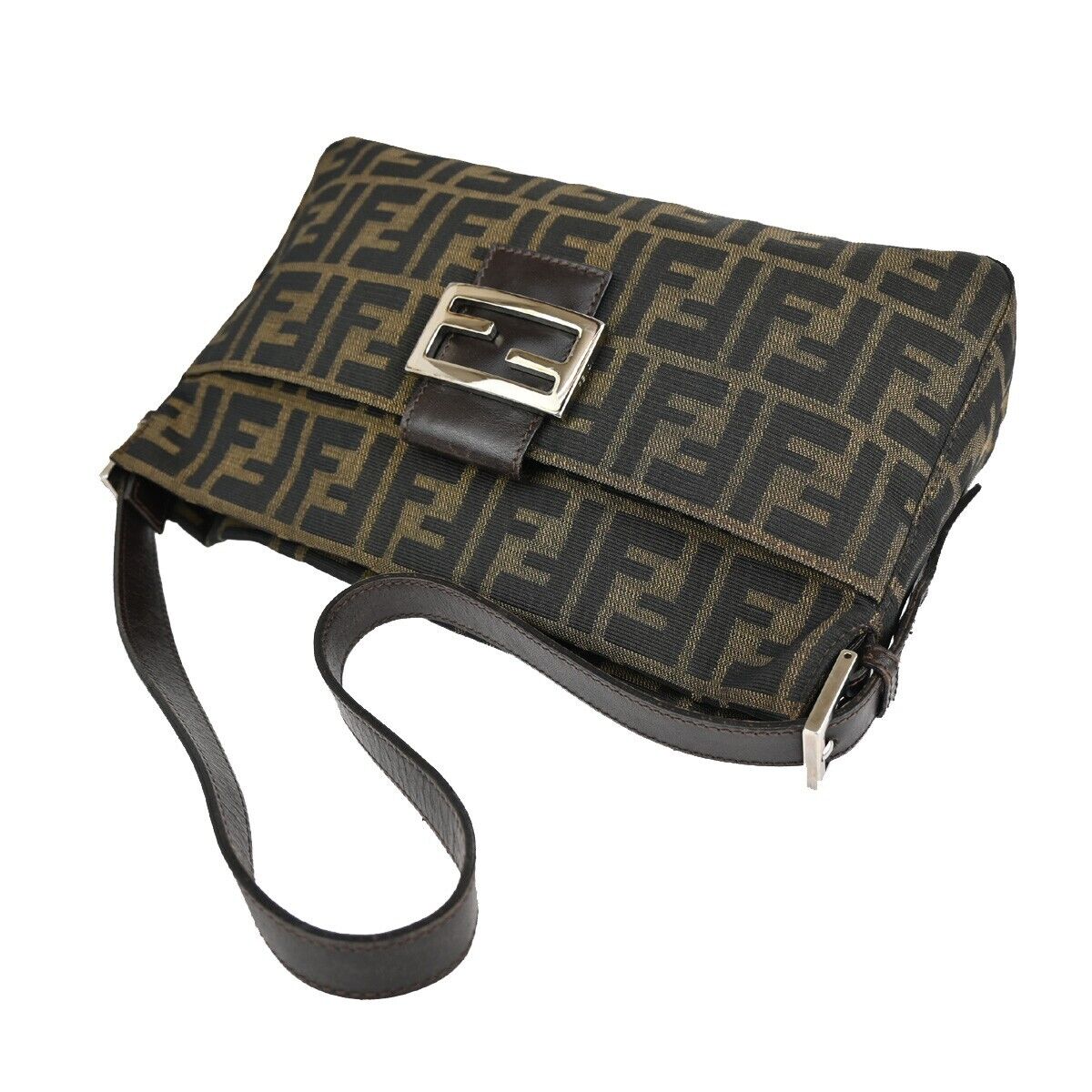 Fendi Zucca Brown Canvas Shoulder Bag