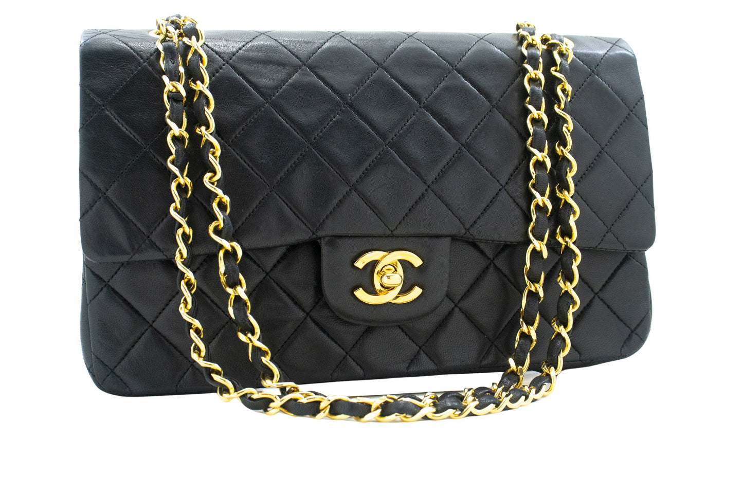 Chanel Double flap Black Leather Shoulder Bag