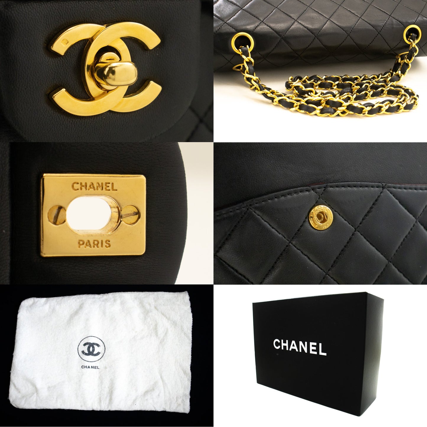 Chanel Double flap Black Leather Shoulder Bag