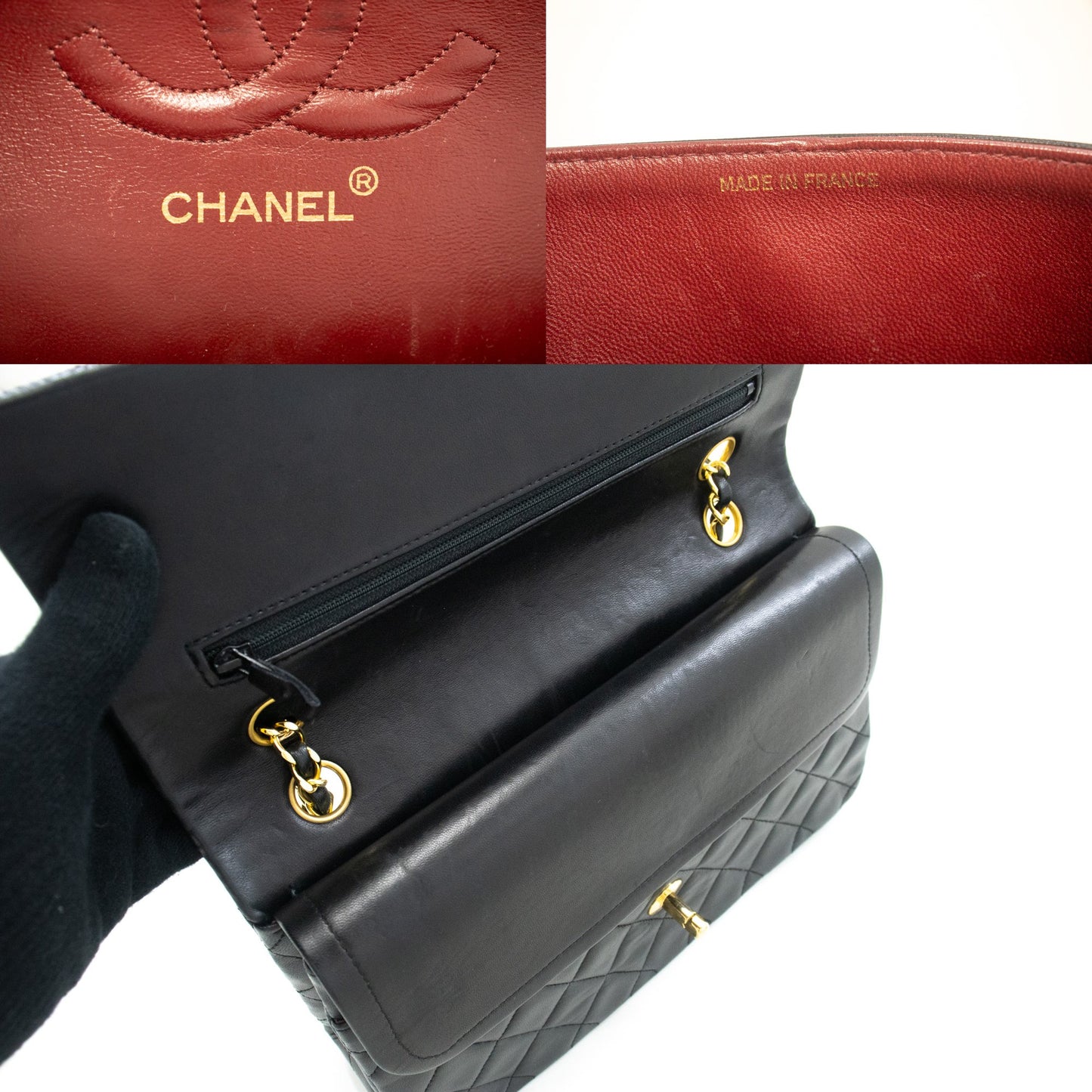 Chanel Double flap Black Leather Shoulder Bag