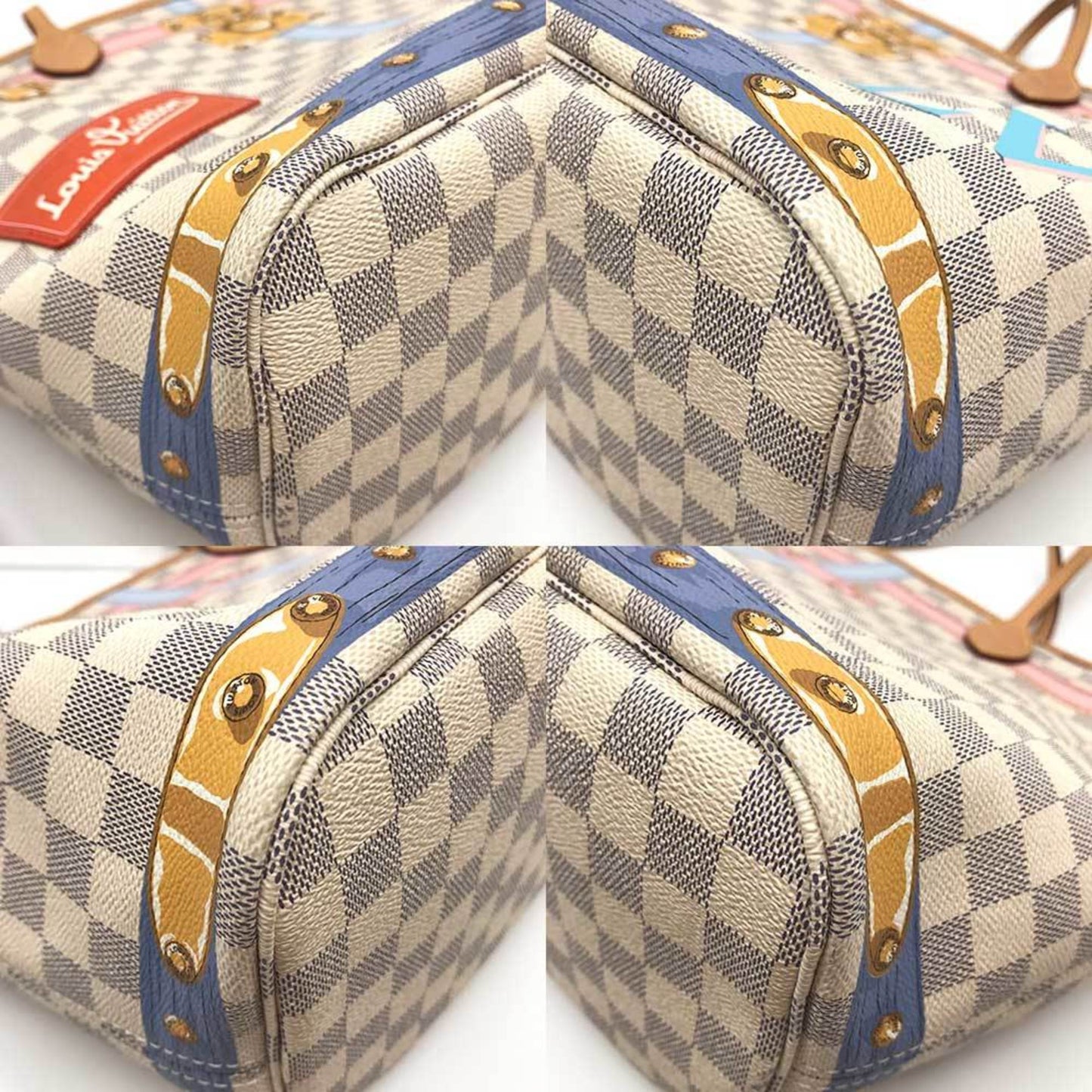 Louis Vuitton Neverfull MM White Canvas Tote Bag