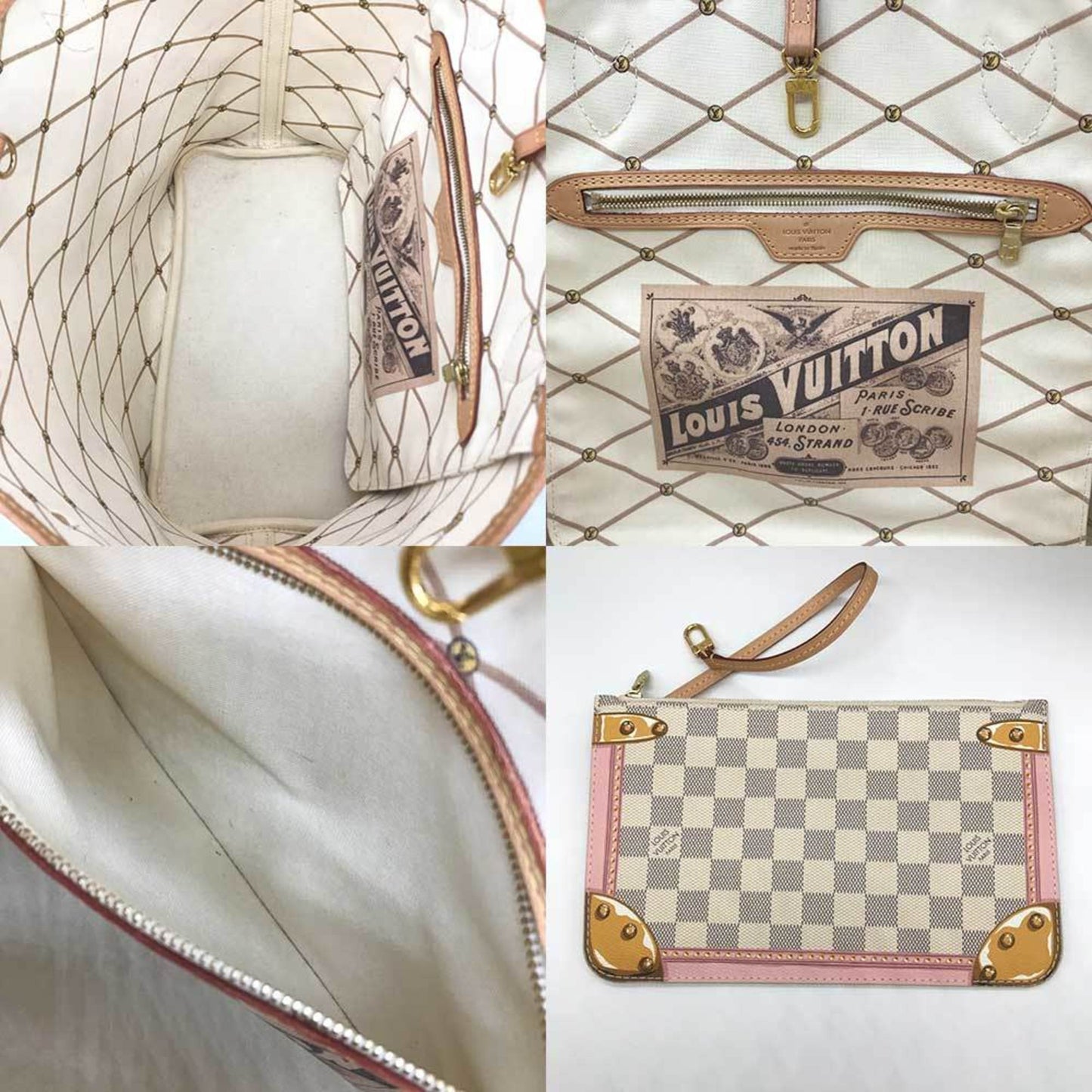 Louis Vuitton Neverfull MM White Canvas Tote Bag