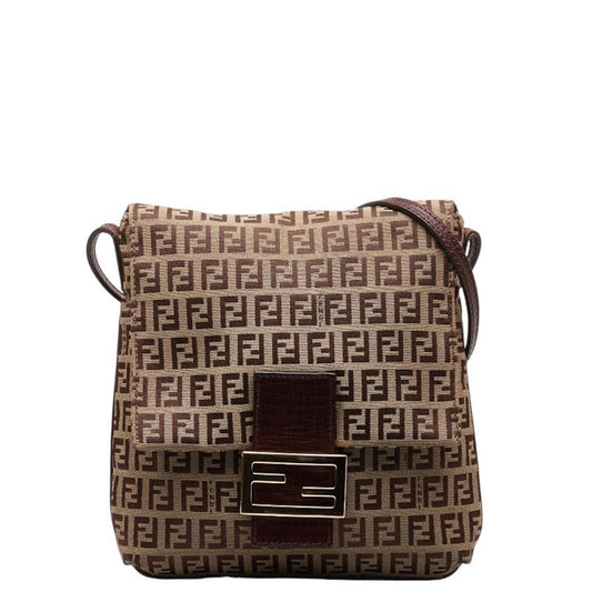 Fendi Zucchino Brown Canvas Shoulder Bag