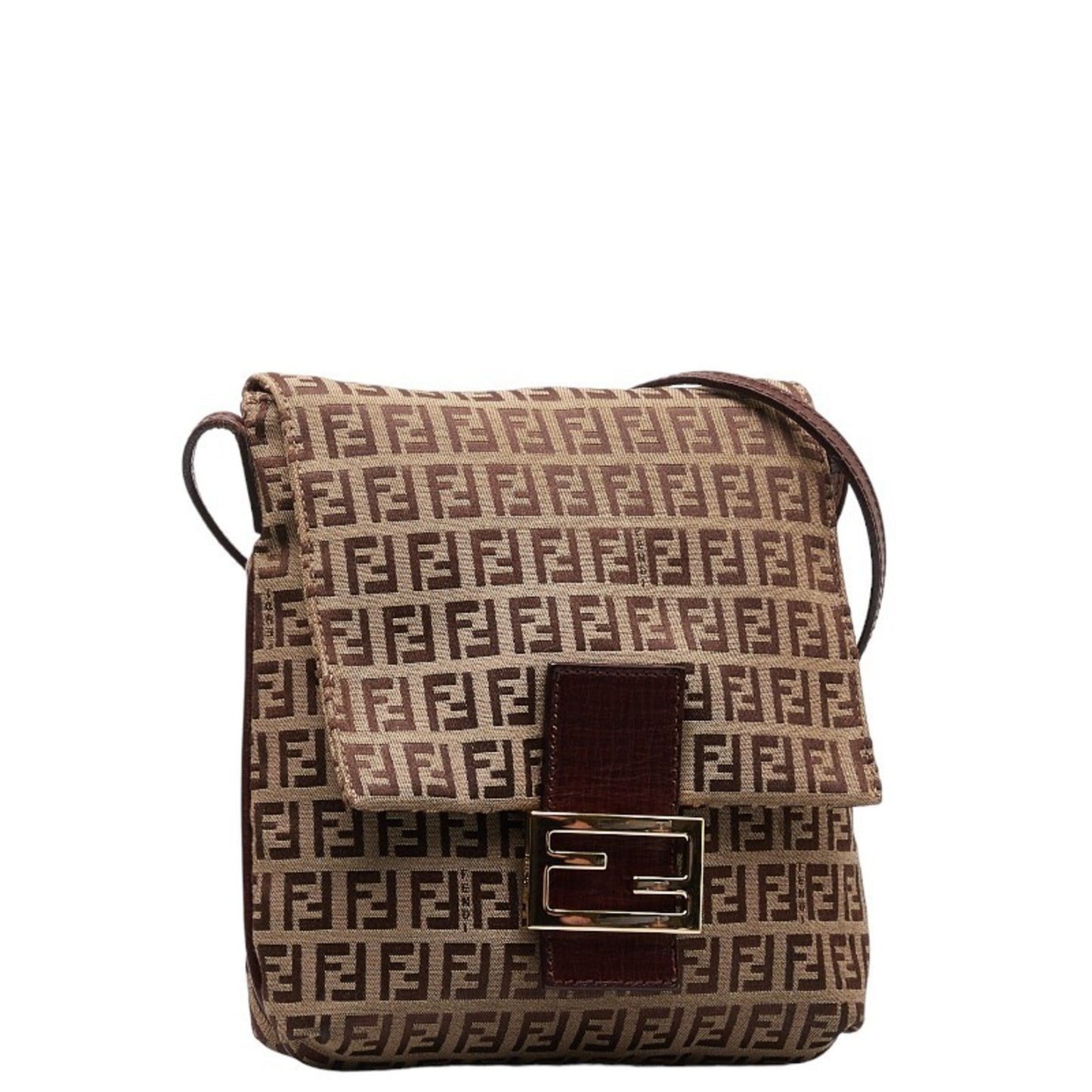 Fendi Zucchino Brown Canvas Shoulder Bag