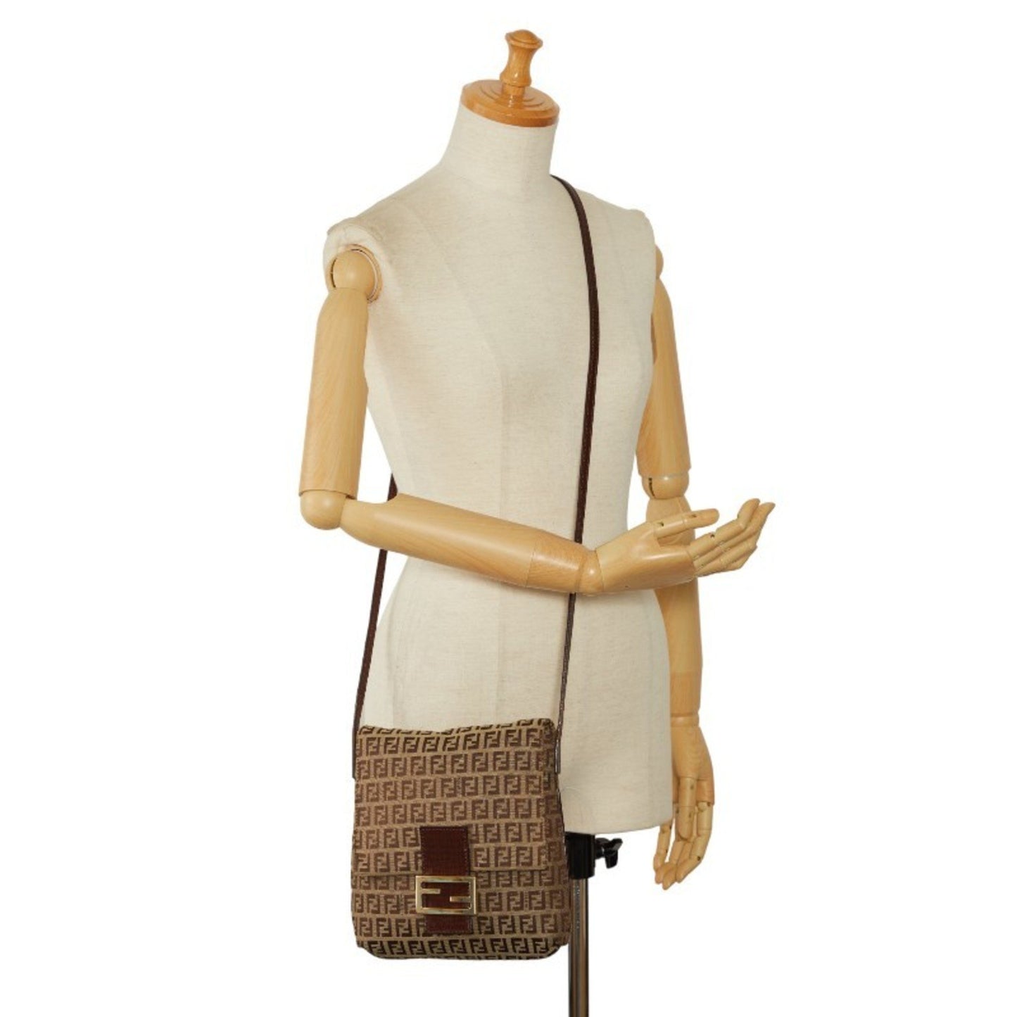 Fendi Zucchino Brown Canvas Shoulder Bag