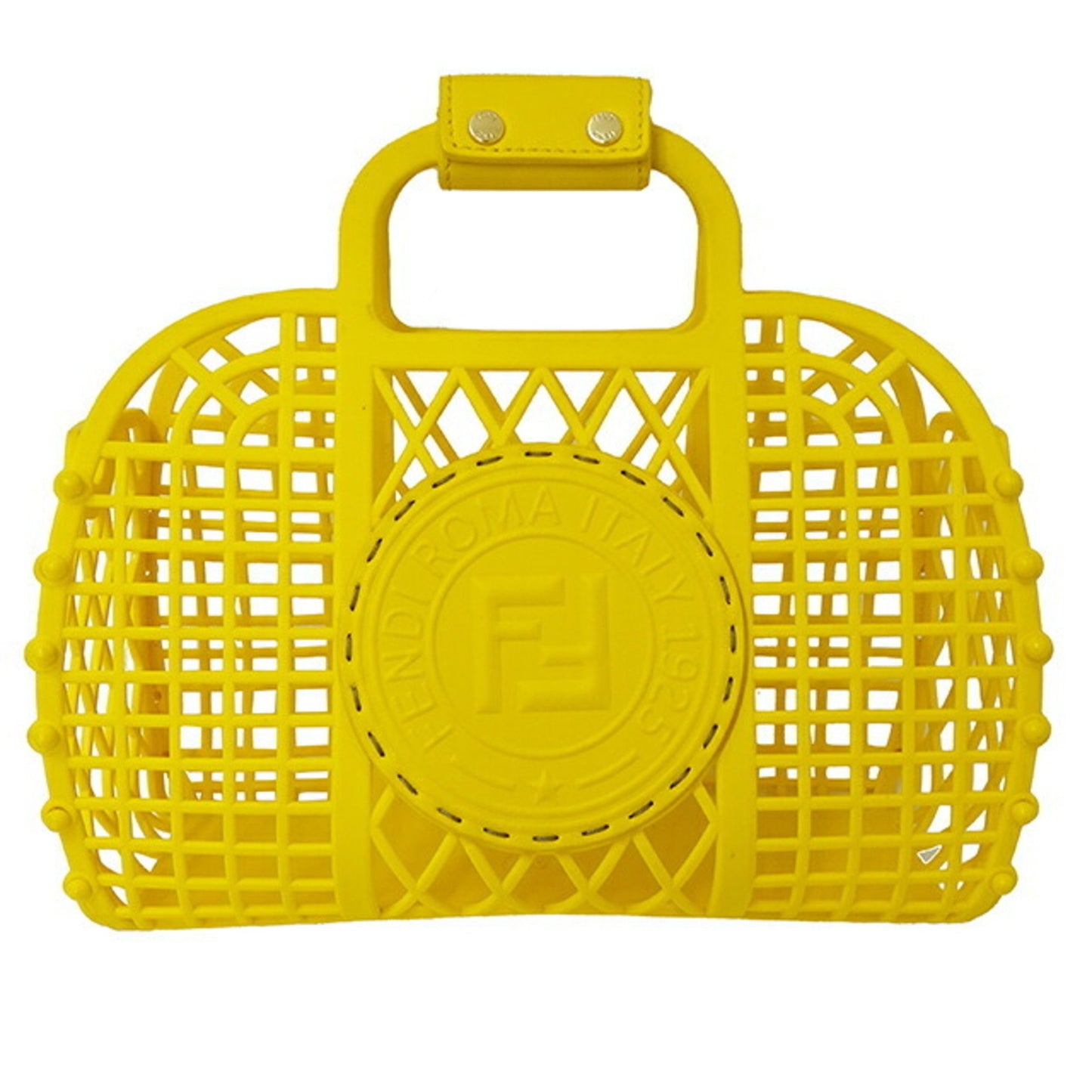 Fendi Panier moyen Yellow Plastic Hand Bag