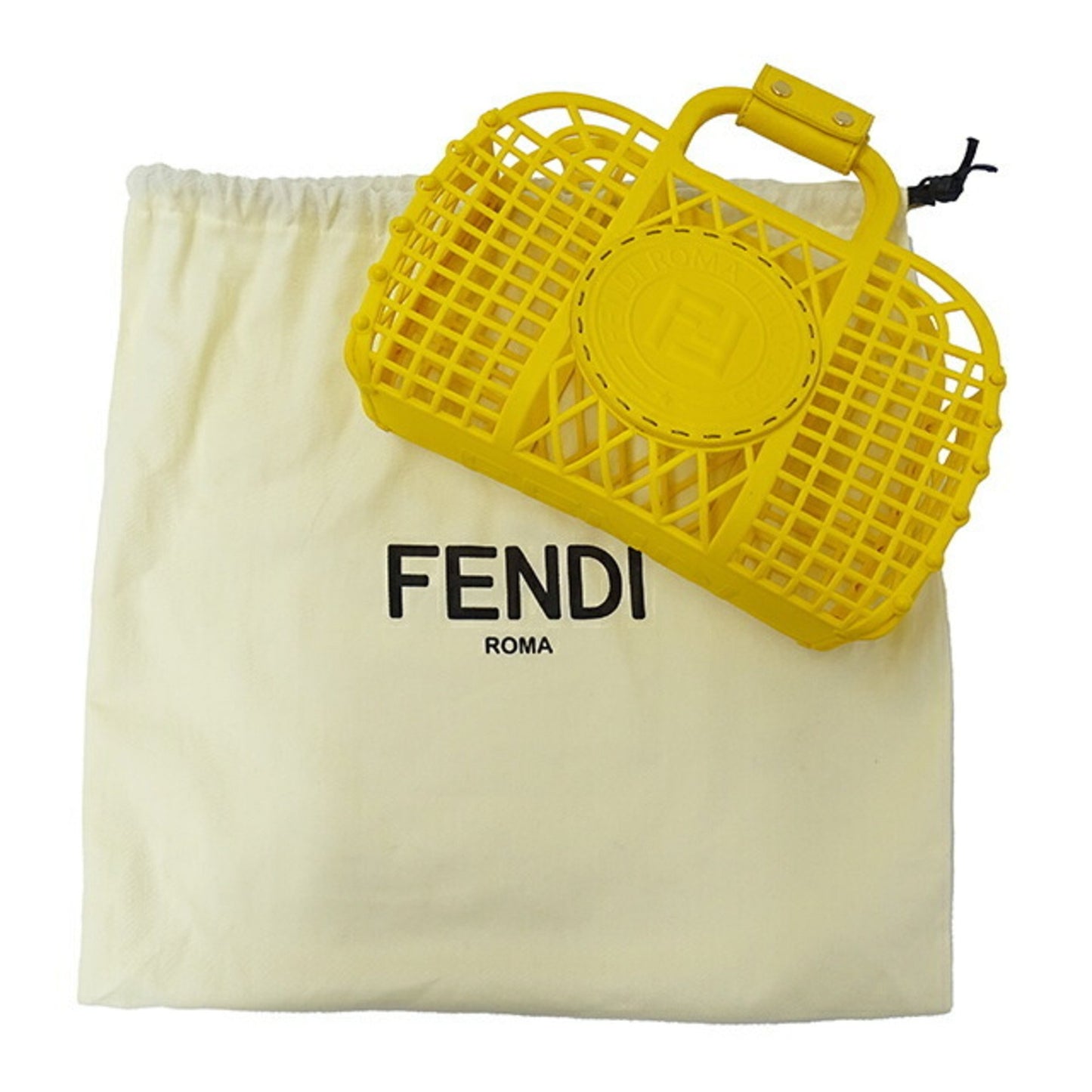 Fendi Panier moyen Yellow Plastic Hand Bag