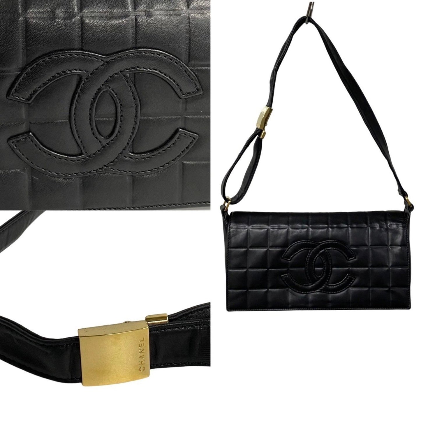 Chanel Chocolate bar Black Leather Hand Bag