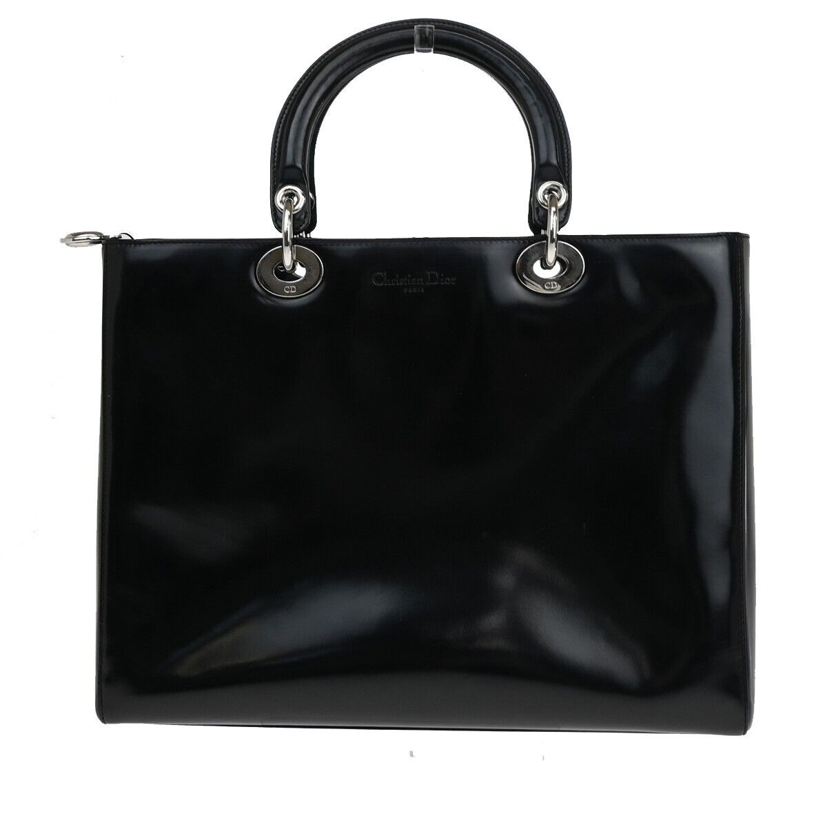 Dior Lady Dior Black Patent Leather Tote Bag