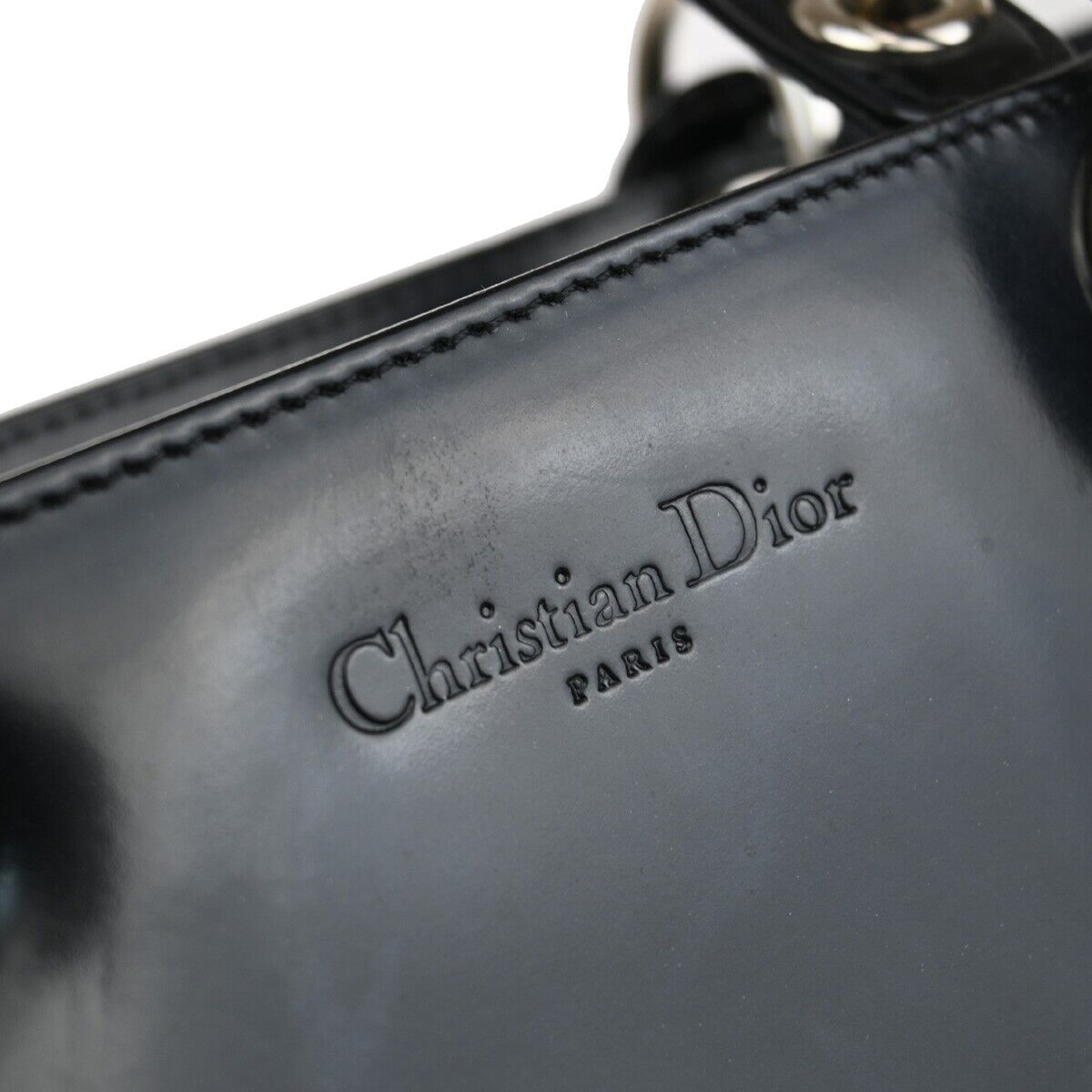 Dior Lady Dior Black Patent Leather Tote Bag