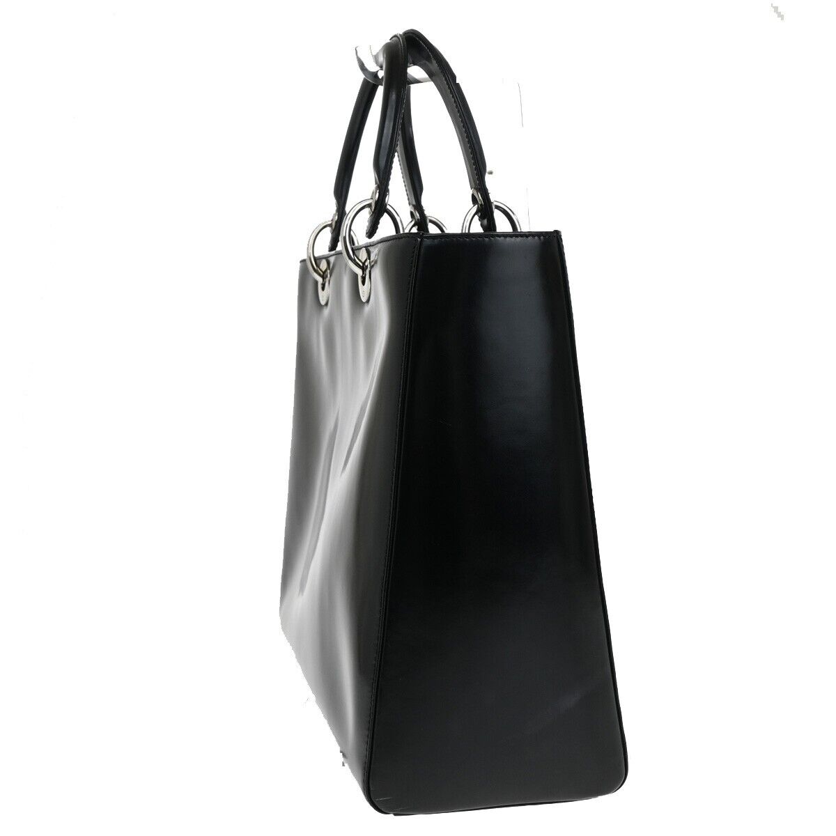 Dior Lady Dior Black Patent Leather Tote Bag