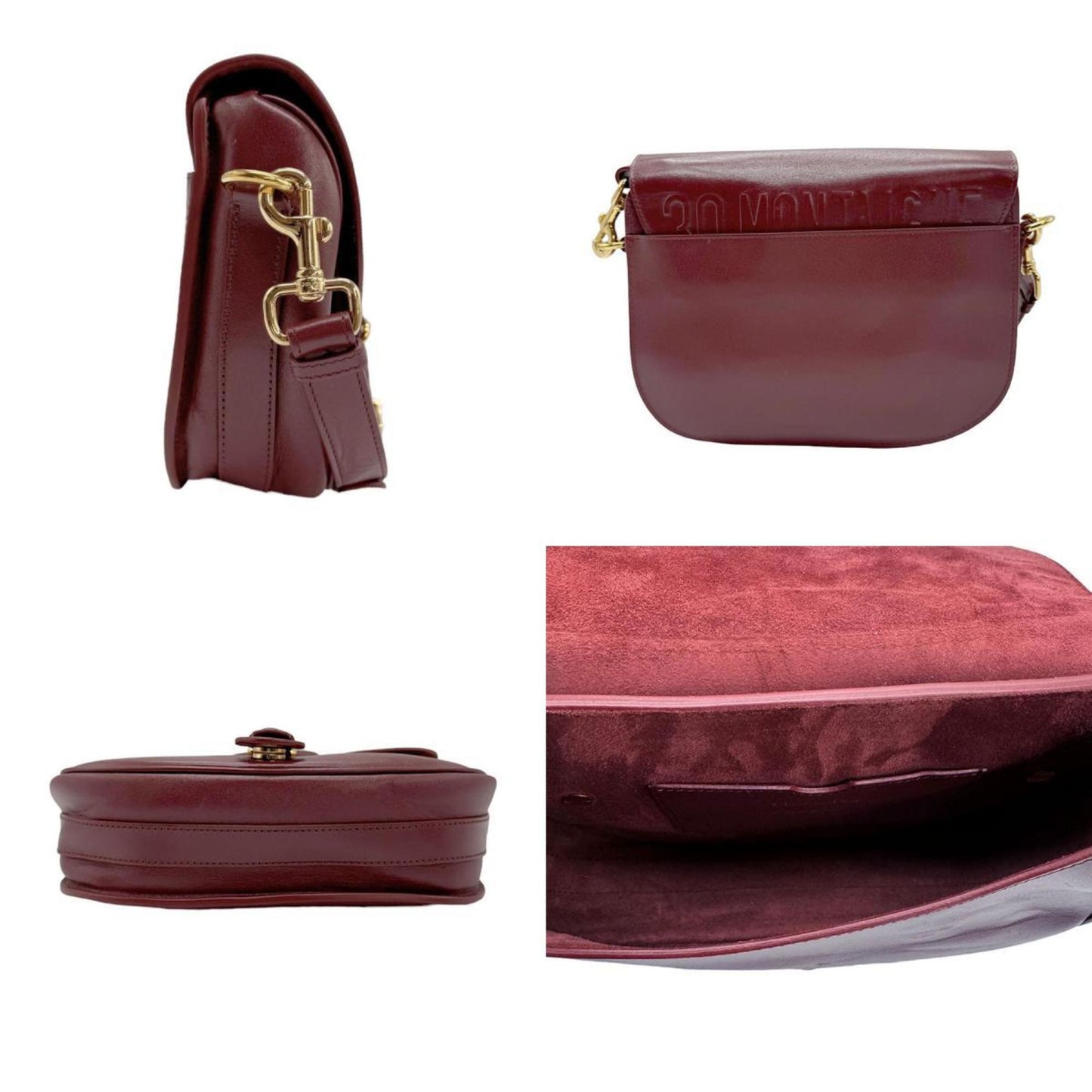 Dior 30 Montaigne Burgundy Leather Shopper Bag