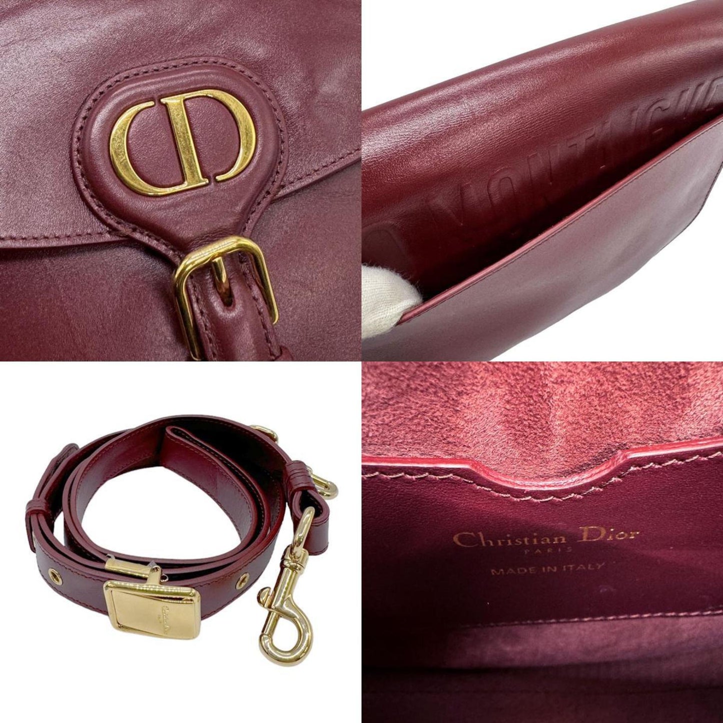 Dior 30 Montaigne Burgundy Leather Shopper Bag